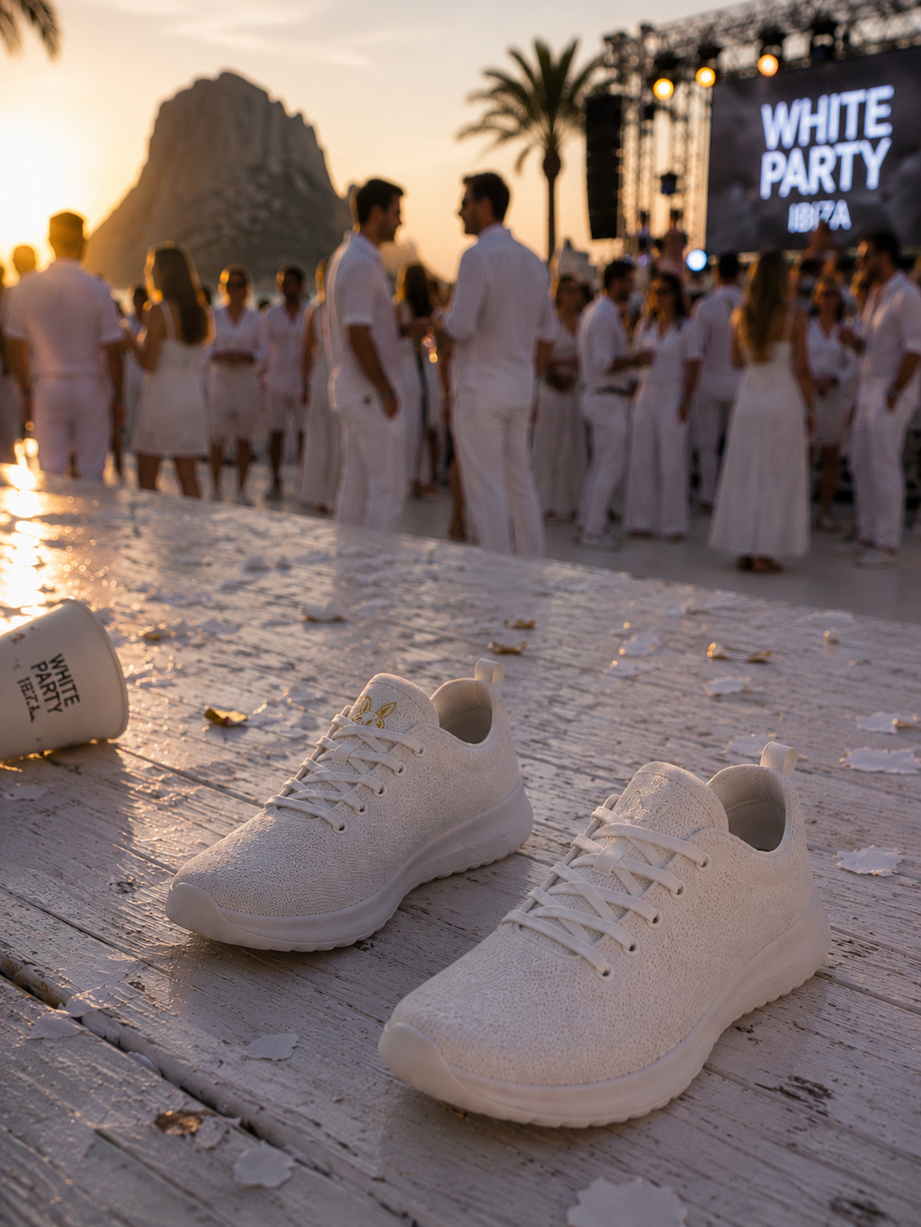 Bunny Island Ibiza 2026 – White Party Gold Edition Sneakers