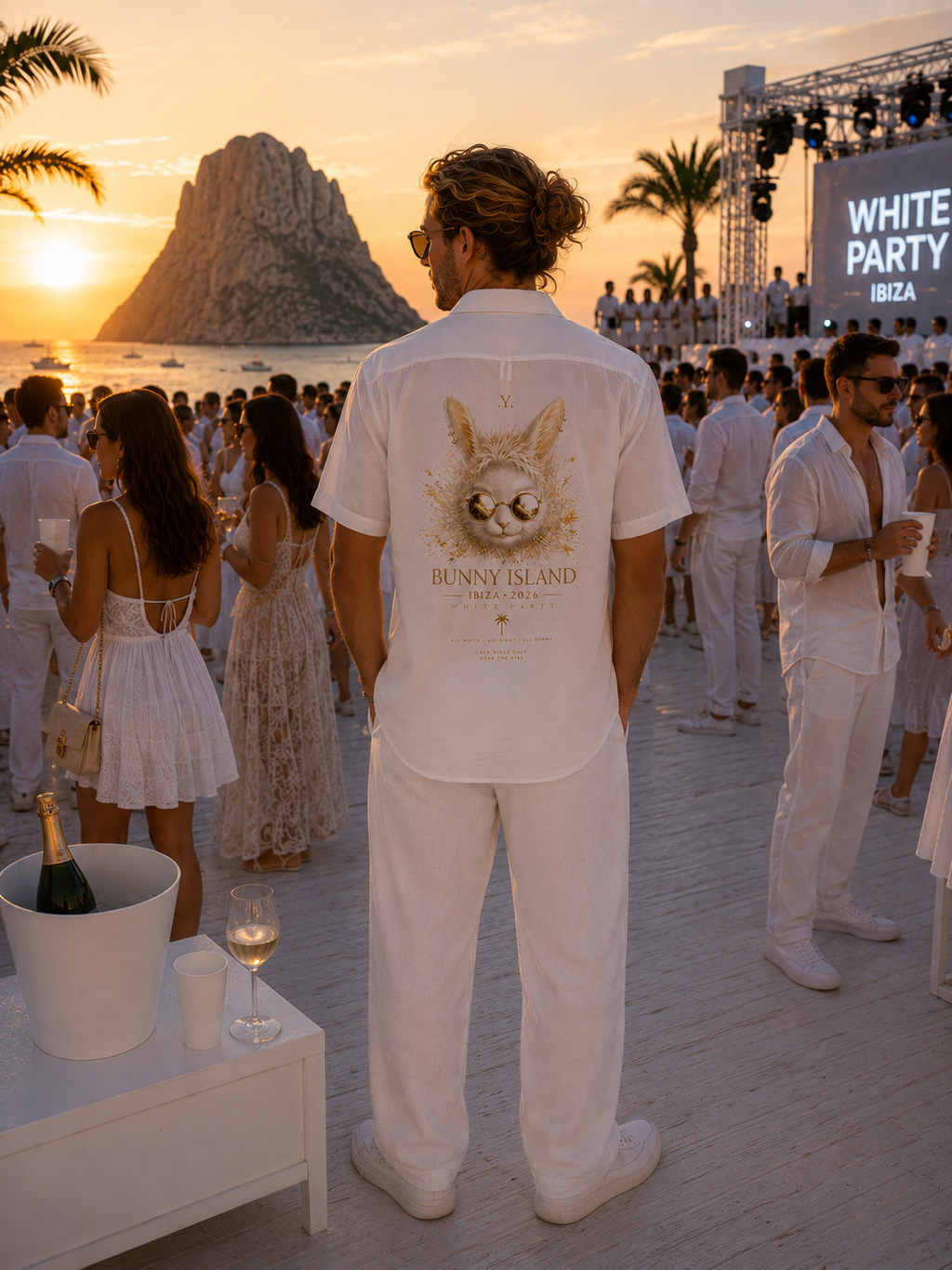 Bunny Island Ibiza 2026 – White Party Gold Edition Resort Shirt