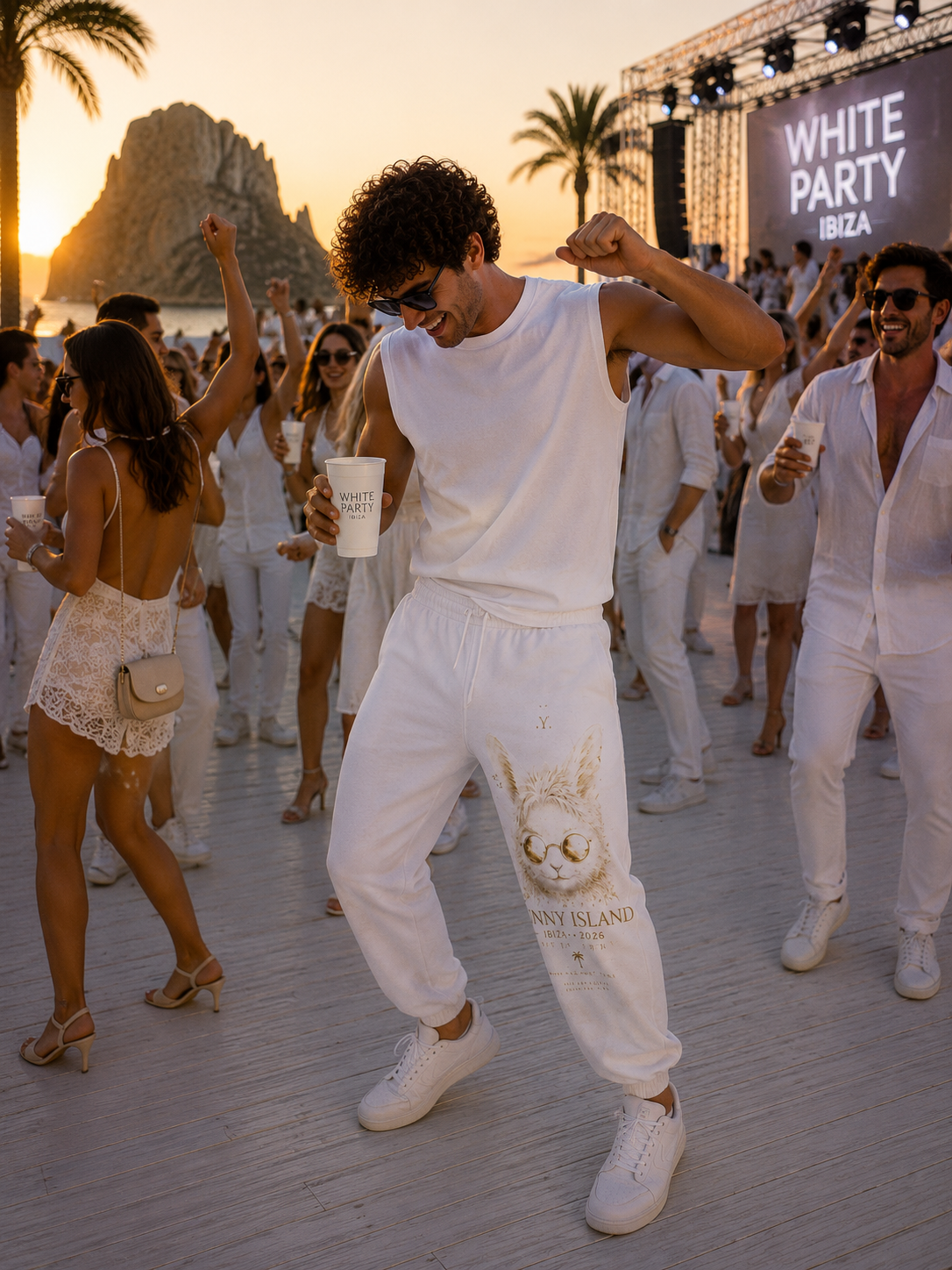 Bunny Island Ibiza 2026 – White Party Gold Edition Premium Joggers